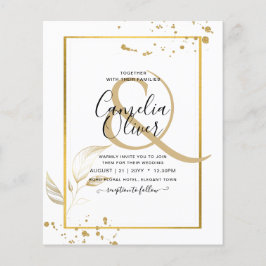 Budget Foto Hochzeit Einladung Classic White GOLD Flyer