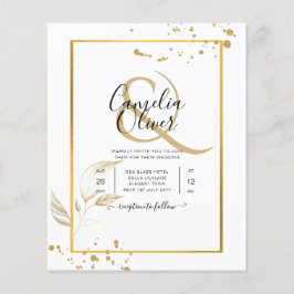 Budget Foto Hochzeit Einladung Classic White GOLD Flyer