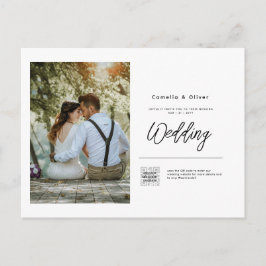 Budget Foto Hochzeit Einladung Classic White Postkarte