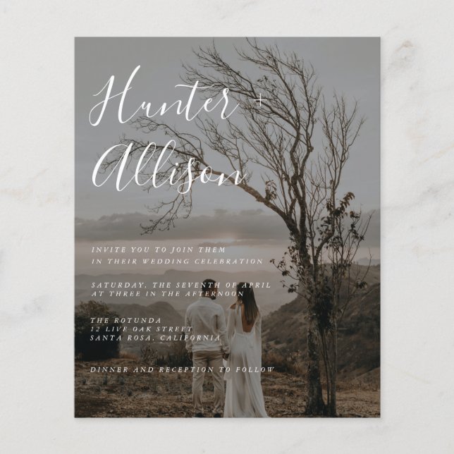 Budget Foto Hochzeit Einladung Flyer (Vorne)