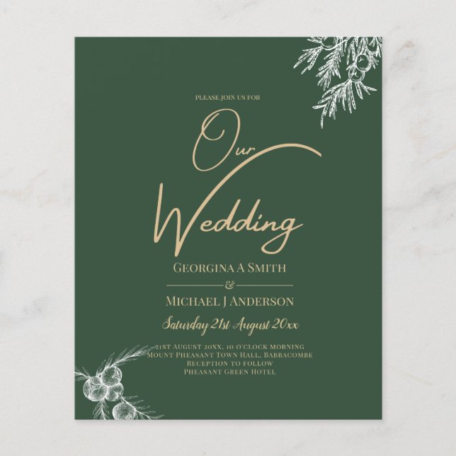 Budget Foto Hochzeit Einladung GRÜNE Flyer (Vorne)