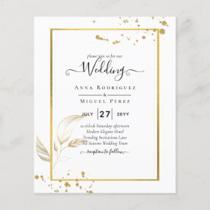 Budget-Foto-Hochzeitseinladung Klassisch Weiß GOLD Flyer