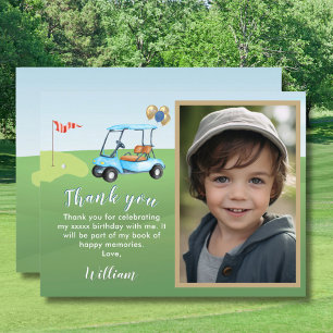 BUDGET Foto Junge Golf-Jahres Geburtstag Dankeschö Dankeskarte