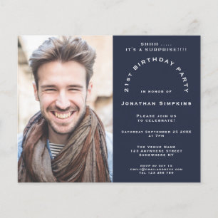 Budget Foto Man 21. Überraschung Party Navy Einlad