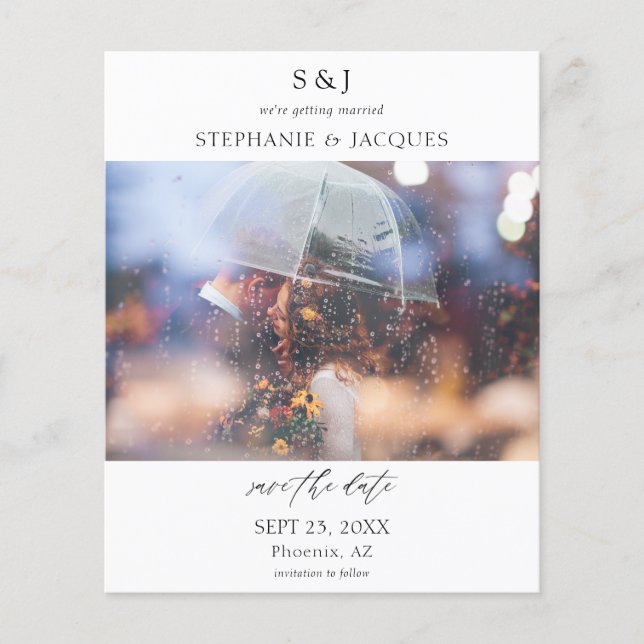 Budget Foto Modernes Monogramm Save the Date Flyer (Vorne)