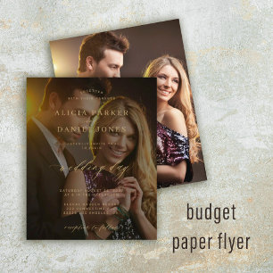 Budget-Foto-Overlay goldene Hochzeitseinladung Flyer