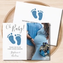 Budget Foto Paare Blue Baby Dusche Einladung