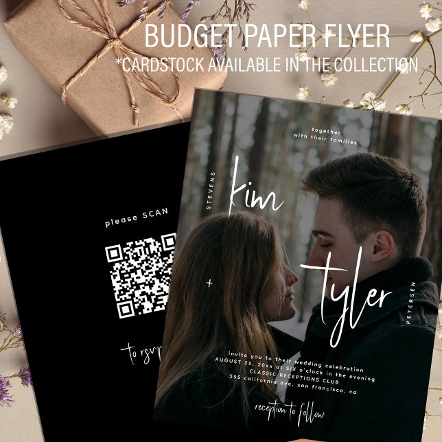 Budget Foto QR-Code alle in einer Hochzeitseinladu Flyer (Von Creator hochgeladen)