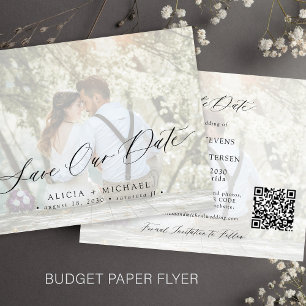 Budget Foto QR CODE elegante Hochzeit Save-the-Dat Flyer