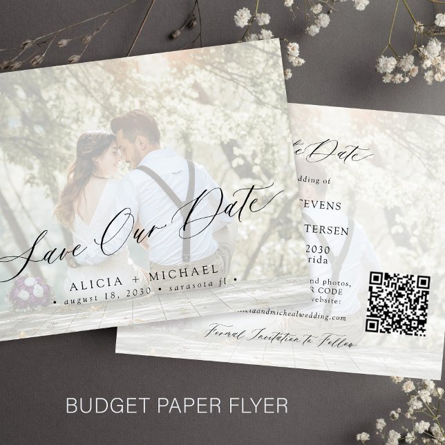 Budget Foto QR CODE Hochzeit Save the Date Flyer (Von Creator hochgeladen)