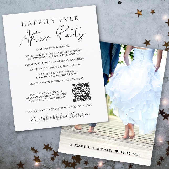 Budget Foto QR Code Hochzeitsempfang Einladung (Your love story deserves a grand celebration!)