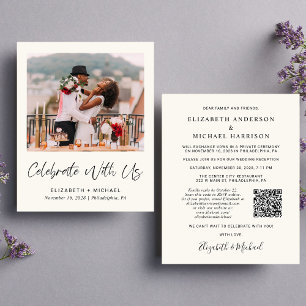 Budget Foto QR Code Hochzeitsempfang Einladung