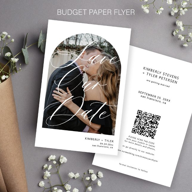 Budget Foto QR CODE Weiße Hochzeit speichern Sie d Flyer (Von Creator hochgeladen)