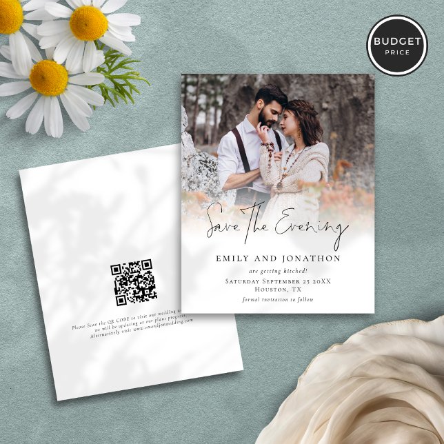 Budget Foto QR Script Wedding Rettete Abend (Front and back view)