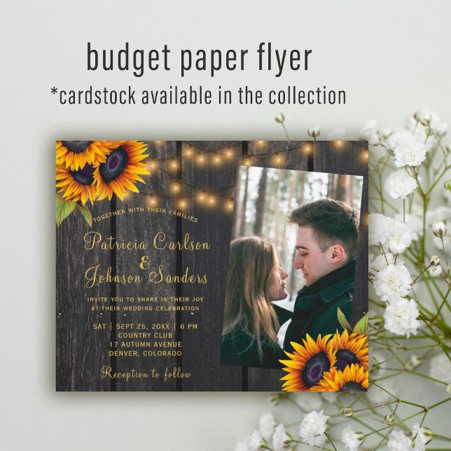 Budget Foto rustikale Sonnenblumen Hochzeit Einlad Flyer (Von Creator hochgeladen)