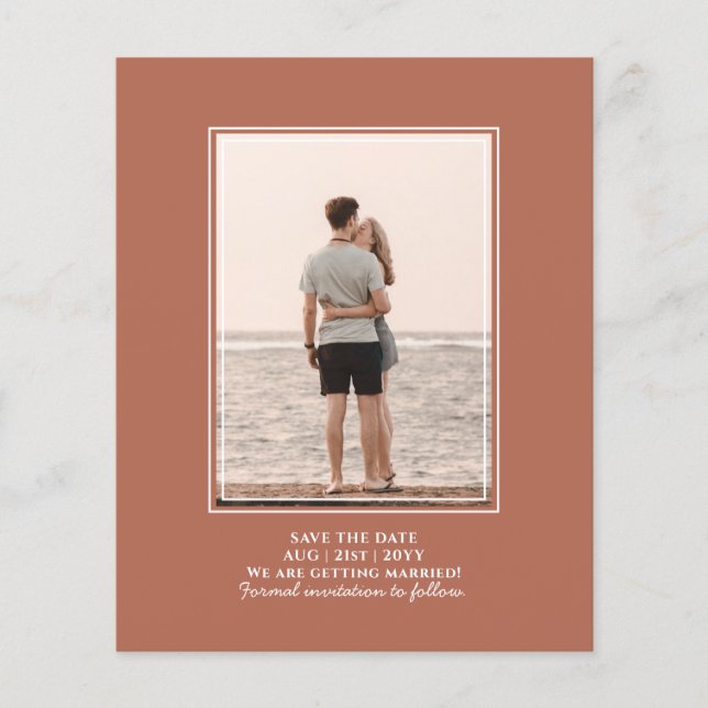 BUDGET FOTO Save the Date Terracotta Wedding Flyer (Vorne)
