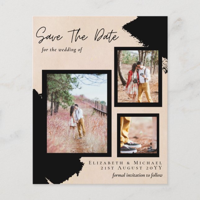 BUDGET Foto Save the Date Verlobung Peach THIN Flyer (Vorne)