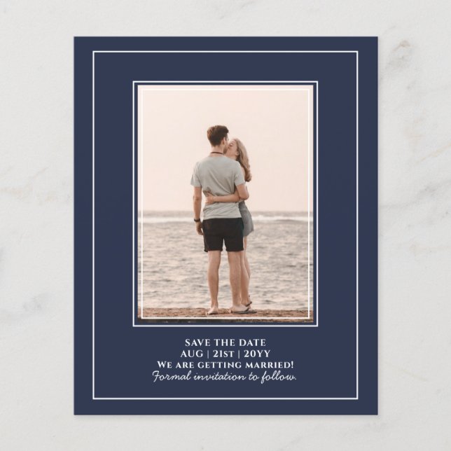 BUDGET FOTO Save the Dates Navy Blue WEDD Flyer (Vorne)
