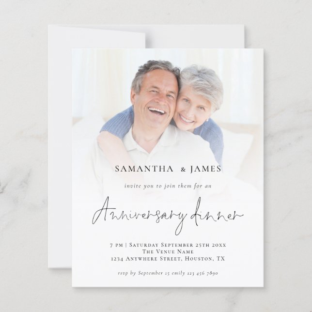 Budget Foto Script Anniversary Dinner Einladung (Vorderseite)