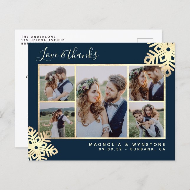 Budget Foto Snowflake Wedding Danke Postcard (Vorne/Hinten)