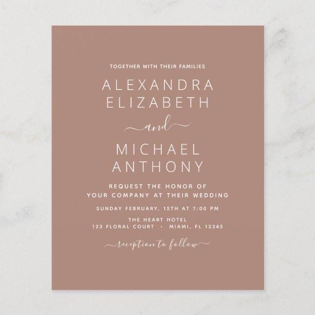 Budget Foto Terra Cotta Boho Wedding Simple Flyer (Vorne)