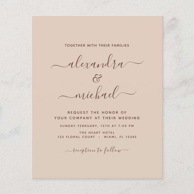 Budget Foto Terracotta Boho Wedding Simple Flyer (Vorne)