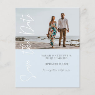 Budget Foto Typografie Save the Date 4B3 Blau Flyer