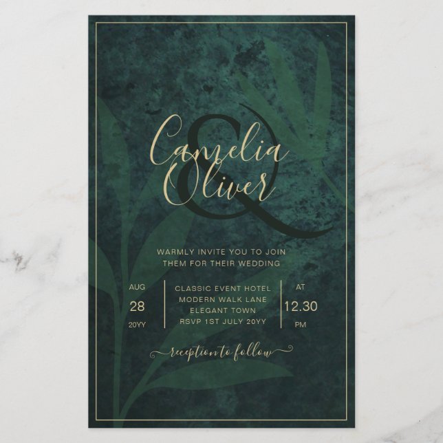 BUDGET Foto Wedding Einladung Emerald GREEN Flyer (Vorne)