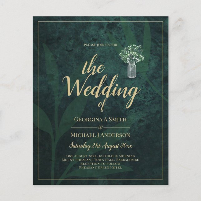 BUDGET Foto Wedding Einladung Emerald GREEN Flyer (Vorne)