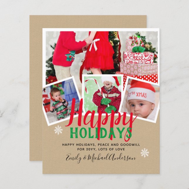 BUDGET Foto Weihnachtskarten - Collage (Vorne/Hinten)