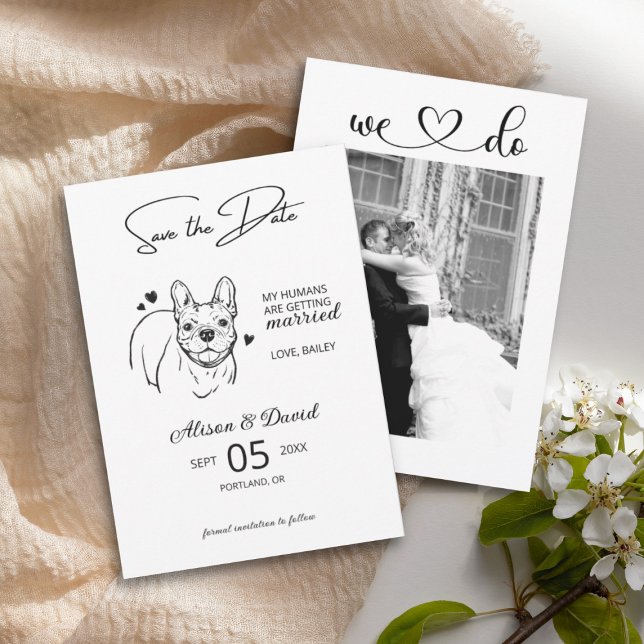 Budget French Bulldog Wedding Photo Save the Date Einladung (Von Creator hochgeladen)