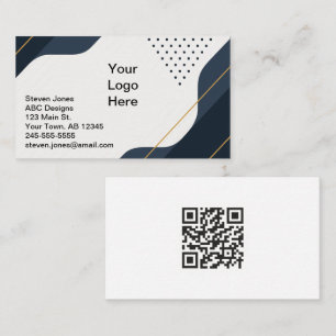 Budget Friendly Black & Gray QR Code Business Card Visitenkarte