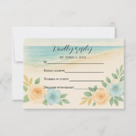 Budget Friendly Floral Beach RSVP Card Karte