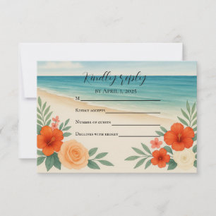 Budget Friendly Floral Beach RSVP Card Karte