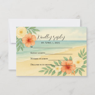 Budget Friendly Floral Beach RSVP Card Karte