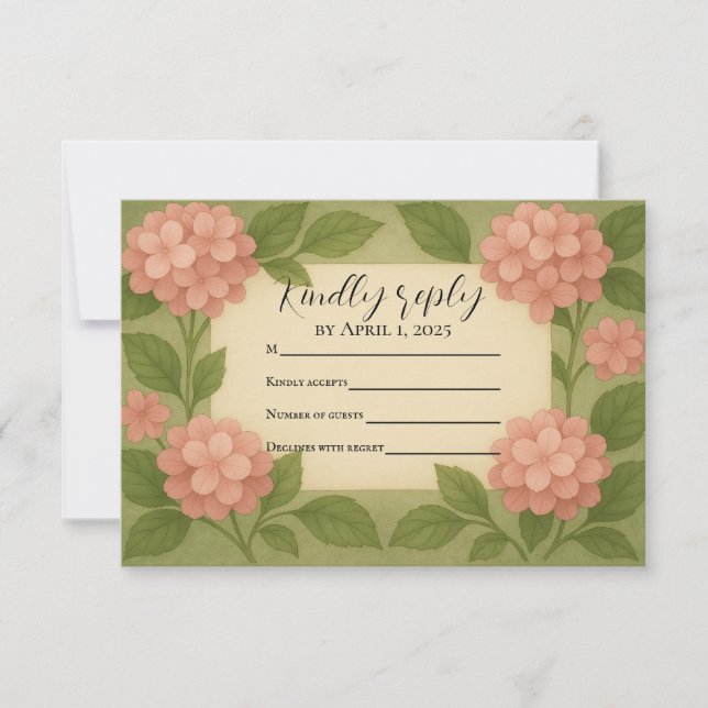 Budget Friendly Pink Hydrangea RSVP Card Karte (Vorderseite)