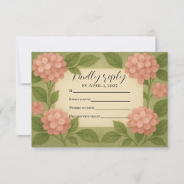 Budget Friendly Pink Hydrangea RSVP Card Karte