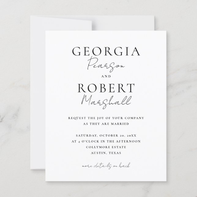 Budget Friendly Two-Sided Wedding Invitation (Vorderseite)