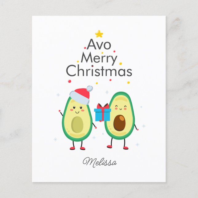 Budget Frohe Weihnachten Avocado Gag Custom Card (Vorderseite)