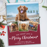 Budget Frohe Weihnachten Custom Pet Foto Urlaub<br><div class="desc">Wir würden dir frohe Weihnachten wünschen! Versenden Sie niedliche und lustige Urlaubstage mit dieser niedlichen personalisierten Haustier Foto Urlaubskarte. Frohe Weihnachtswünsche vom Hund mit niedlichen Pfotendrucken in einem lustigen, modernen Foto Collage Design. Fügen Sie dem Hund die Fotos oder Fotos Ihrer Familie hinzu und personalisieren Sie mit Familienname, Nachricht und...</div>