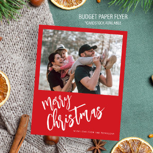 Budget Frohe Weihnachten Foto rote Feiertagskarte Flyer