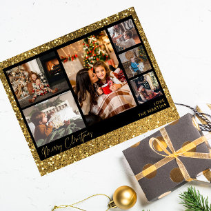 Budget Frohe Weihnachten Gold Glitter Multi Foto Flyer