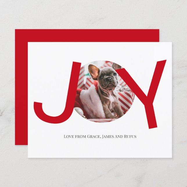 BUDGET Frohe Weihnachten Joy Red Foto Card