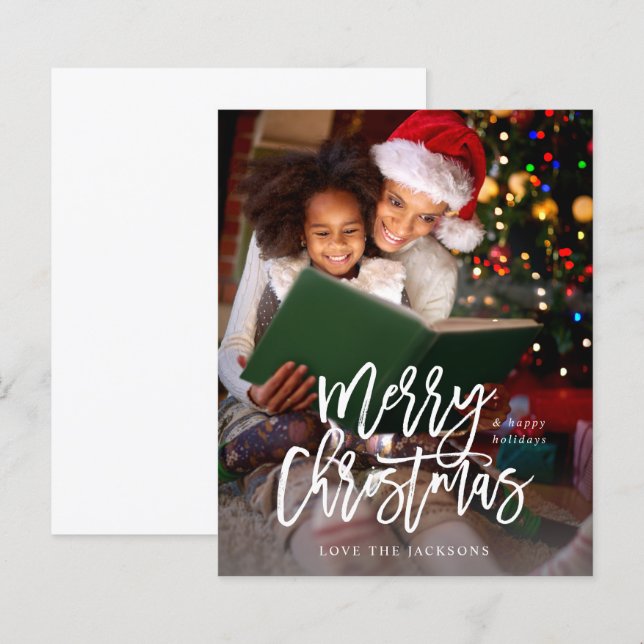 Budget Frohe Weihnachten Kalligrafie Vertikales Fo (Vorne/Hinten)