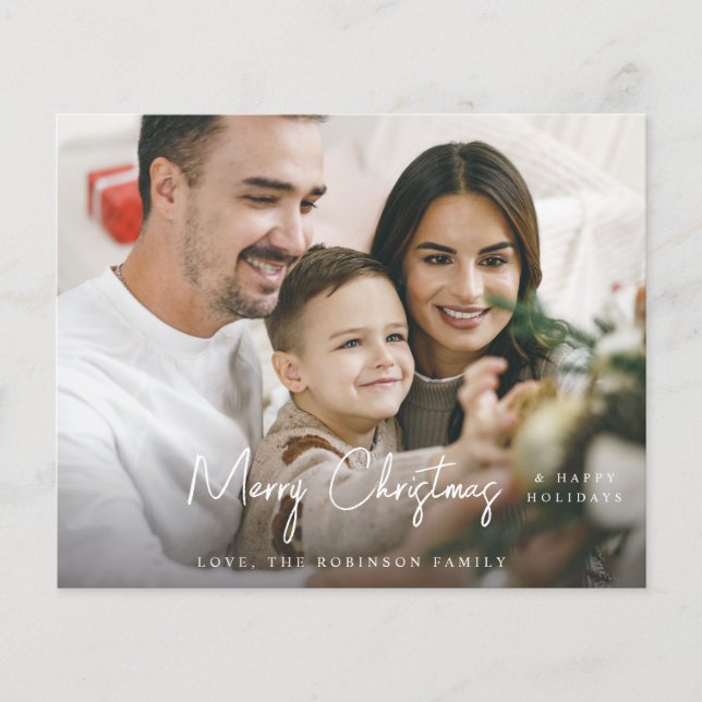 Budget Frohe Weihnachten Minimalistisches H-Foto Flyer (Vorne)