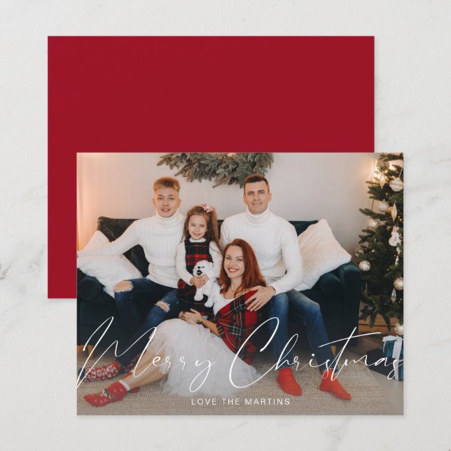 Budget Frohe Weihnachten Modernes Script Foto (Vorne/Hinten)