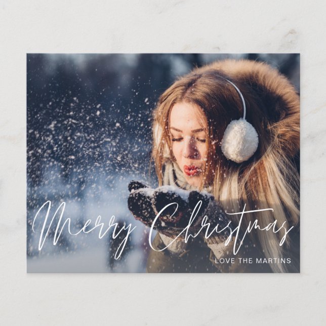 Budget Frohe Weihnachten Modernes Script Foto 2 Flyer (Vorne)