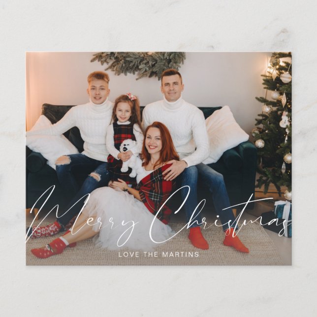 Budget Frohe Weihnachten Modernes Script Foto Flyer (Vorne)