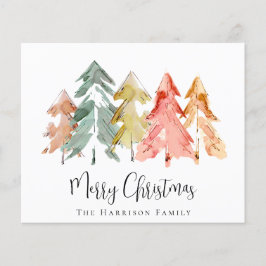 Budget Frohe Weihnachten Pine Tree Wasserfarbenkar