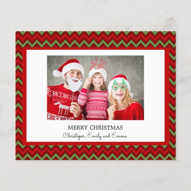 Budget Frohe Weihnachten Red Green Foto Card Flyer (Vorne)